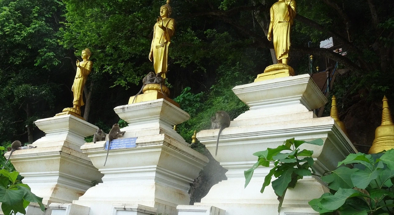 Статуи монахов в Храме тигра в Краби