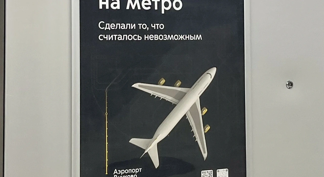 Плакат в честь открытия станции Аэропорт Внуково в Московском метро