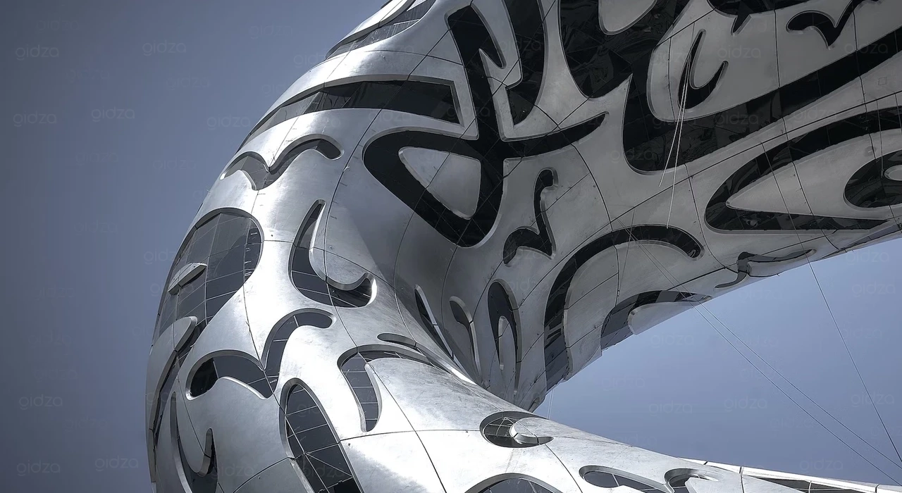 Здание Музея будущего в Дубае построено из стекла и стали